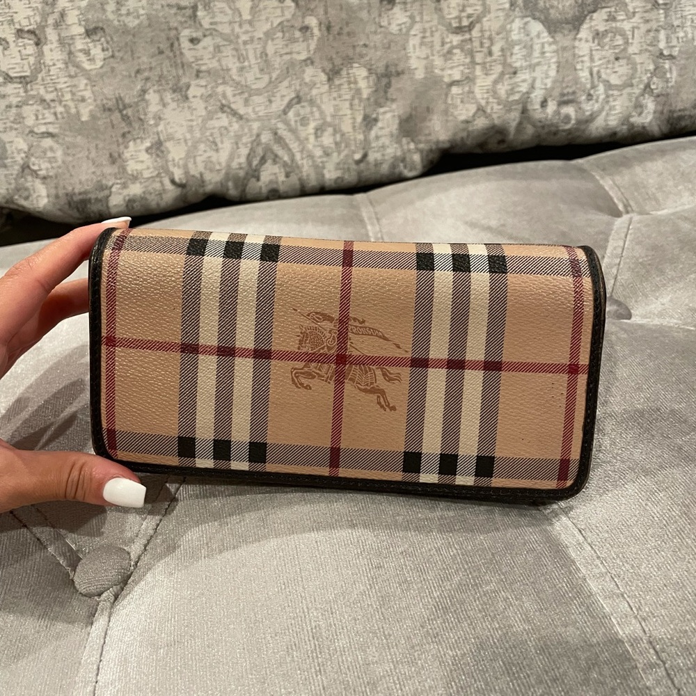 Burberry Check Print Large Wallet Button Closure - image 1